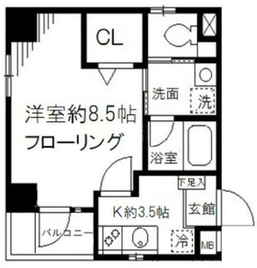 智光ビル(1K/3階)の間取り写真