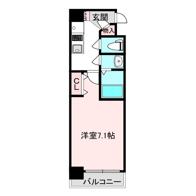 LA・LIBERTA阿倍野(1K/8階)の間取り写真