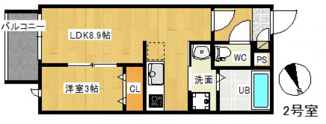 REGALEST AYA 草津(1LDK/2階)の間取り写真