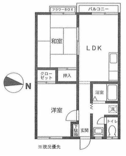 グレイスヒル(2LDK/2階)の間取り写真