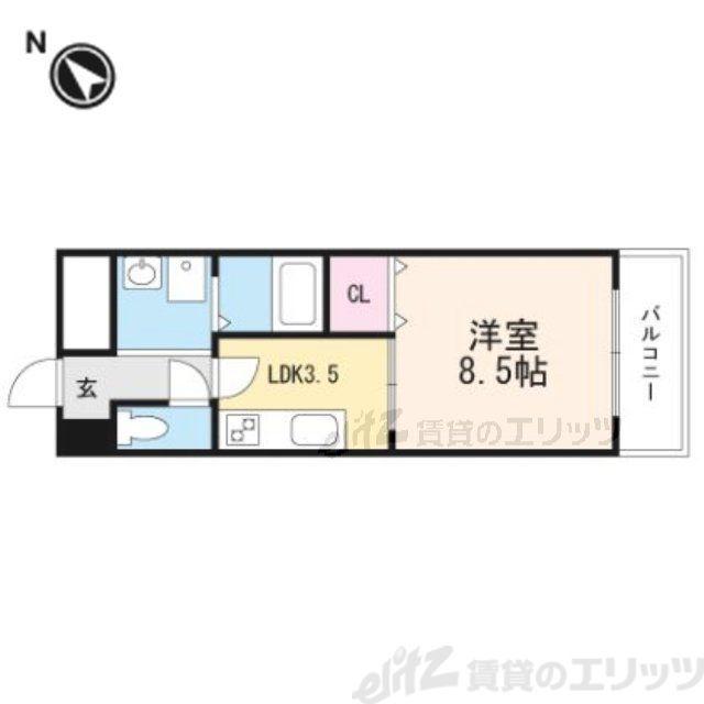 アンプルールクラージュ別府(1K/1階)の間取り写真