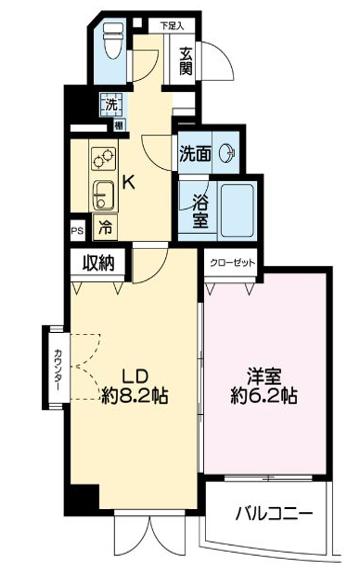 ユーロヒルズ中目黒(1LDK/5階)の間取り写真