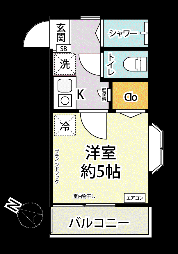 メゾンM201(1K/2階)の間取り写真