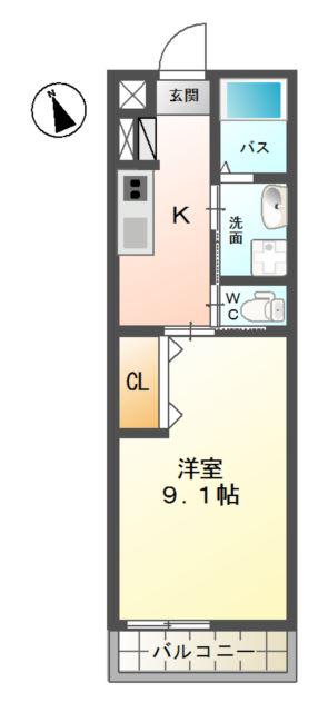 フォレストつくば(1K/1階)の間取り写真