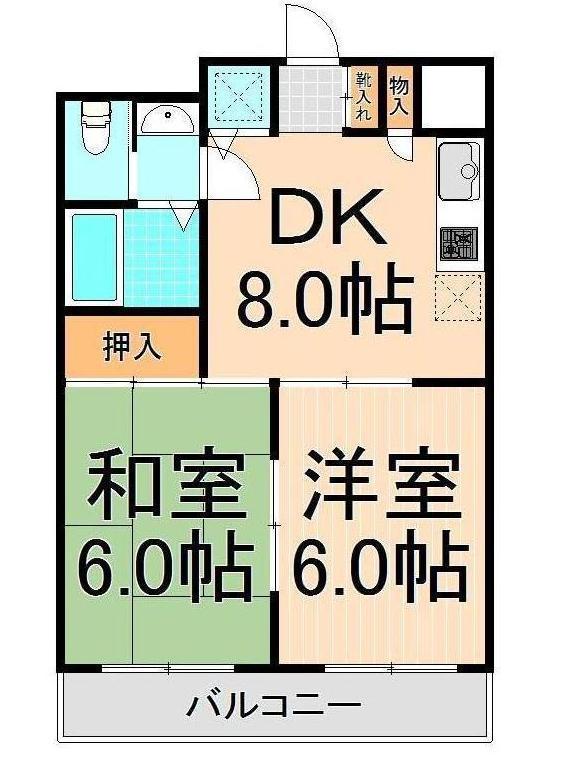 モア・ウィング(2DK/3階)の間取り写真