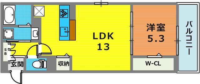 EUPHORIA籠池通(1LDK/1階)の間取り写真