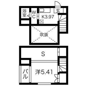 ヒューマンスクエア大館町(1SK/2階)の間取り写真