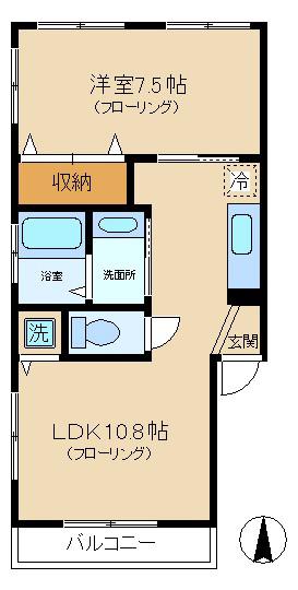 中野南台第一ローヤルコーポ(1LDK/3階)の間取り写真