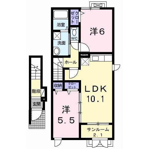 LE・SENAT(2LDK/2階)の間取り写真