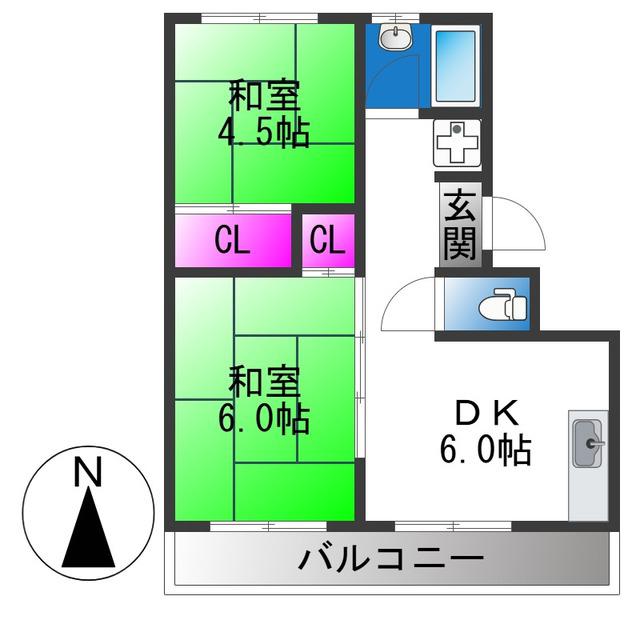 ハイツタカハシ(2DK/3階)の間取り写真