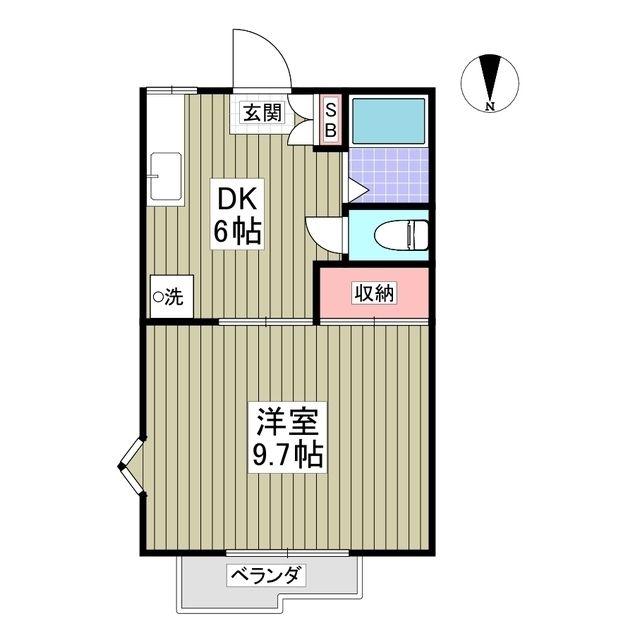 リブレス本庄(1DK/2階)の間取り写真