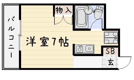 サンモリッツ小倉弐番館(ワンルーム/2階)の間取り写真
