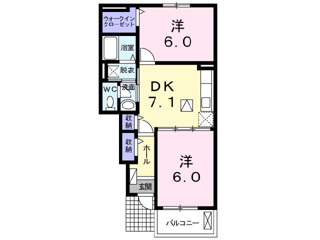 ペスカ・トーレ(2DK/1階)の間取り写真