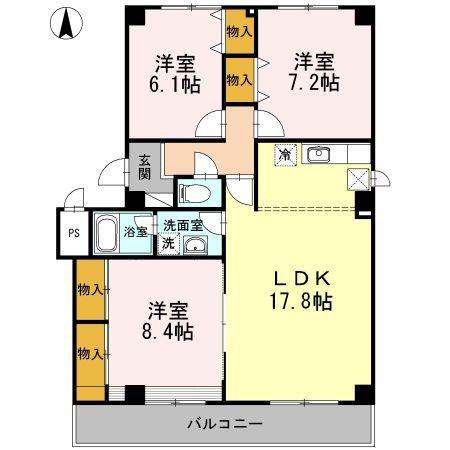 畠山マンション(3LDK/3階)の間取り写真