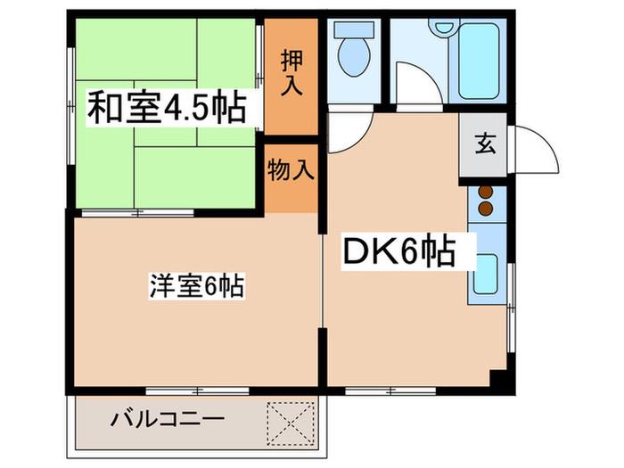 メゾンスイート(2DK/2階)の間取り写真