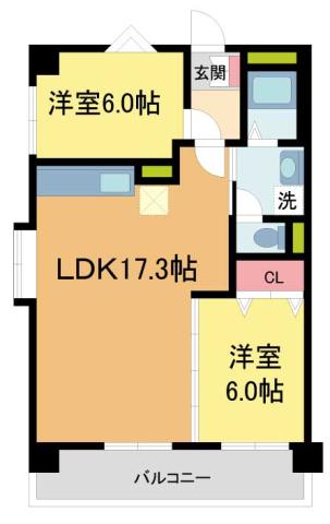 TSYハイツ(2LDK/2階)の間取り写真