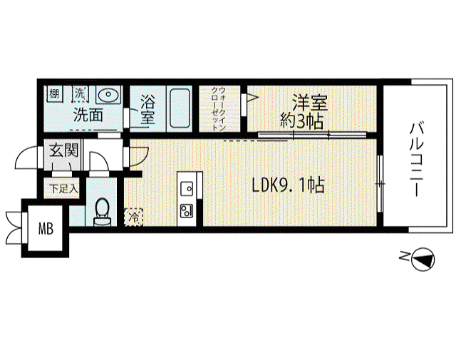 YBF MANSION I HARUYOSHI(1LDK/11階)の間取り写真