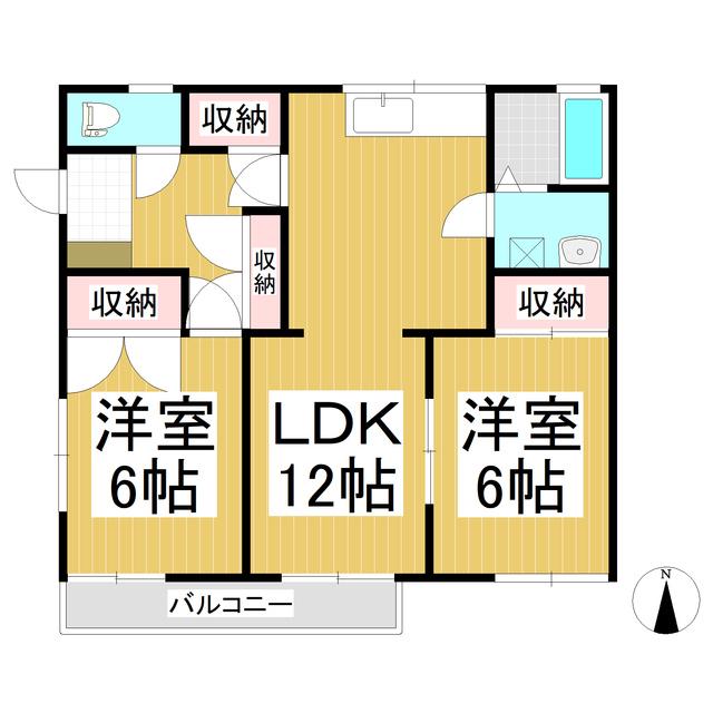 サンクレストA棟(2LDK/2階)の間取り写真