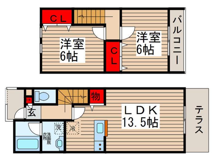 ウィステリア新松戸 A棟(2LDK/1階)の間取り写真