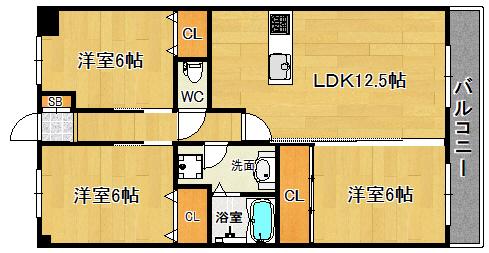 メゾンドU美しが丘(3LDK/4階)の間取り写真