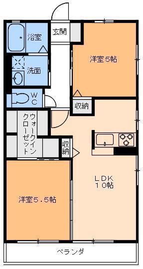 トラッドハイム斎院(2LDK/2階)の間取り写真