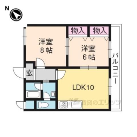 トップペアー福甚NO2(2LDK/1階)の間取り写真