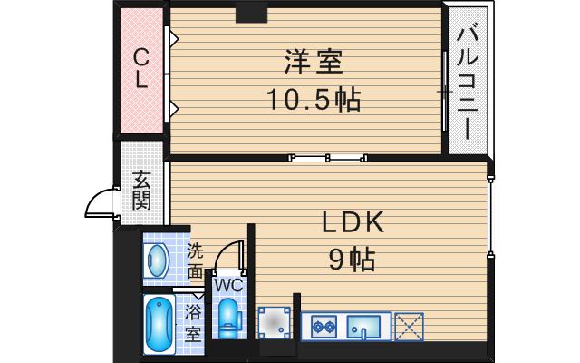 フェザー 豊中マンション(1LDK/2階)の間取り写真