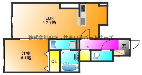 エルグランドパティオ 参番館(1LDK/1階)の間取り写真