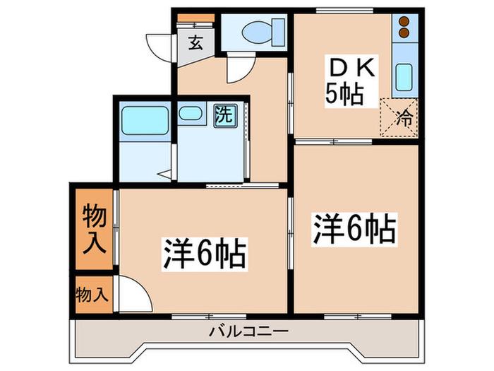 JUN桜ヶ丘ハイム(2DK/3階)の間取り写真