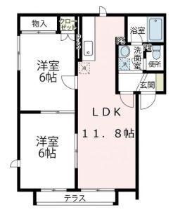 ヴェルドミール(2LDK/2階)の間取り写真