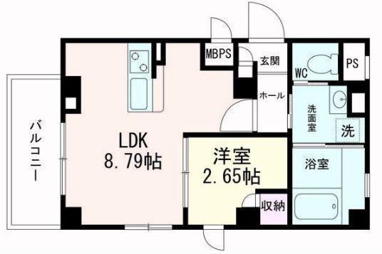 ラシーネ錦町(1LDK/5階)の間取り写真