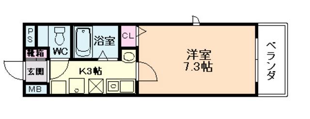 マインズコム新北野(1K/5階)の間取り写真