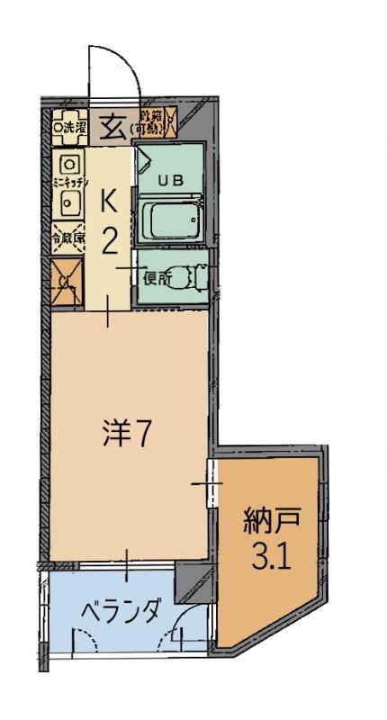 トーマス西崎Ⅱ(1SK/2階)の間取り写真
