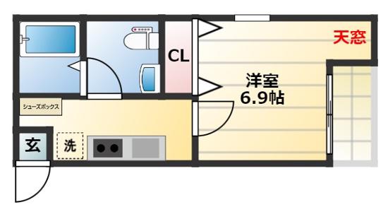 HINA(1K/1階)の間取り写真