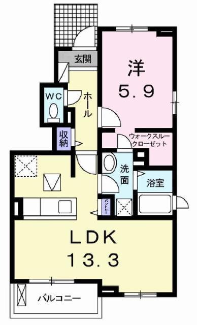 シャンティ(1LDK/1階)の間取り写真