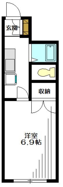 京王井の頭線 池ノ上駅 徒歩1分 2階建 築35年(1K/1階)の間取り写真