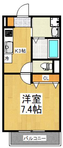 コイトハイツ(1K/3階)の間取り写真