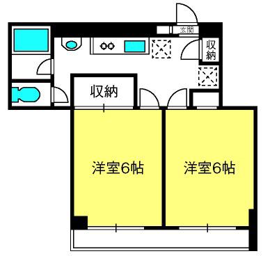 大興マンション土呂(2DK/1階)の間取り写真