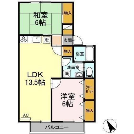 セジュール下桶A棟(2LDK/2階)の間取り写真