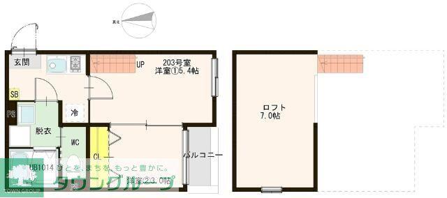 GOLAI薬師堂(2K/2階)の間取り写真