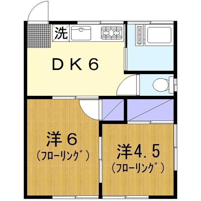 丸美荘(2DK/1階)の間取り写真