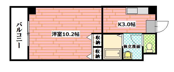 フレーバー(1K/2階)の間取り写真