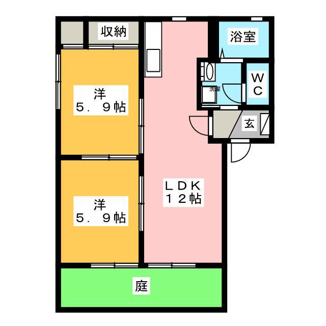 フォレストパルC(2LDK/1階)の間取り写真