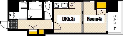 フォルシア大手町(1DK/4階)の間取り写真