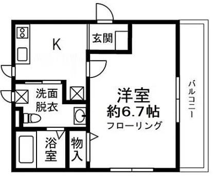 パインヒルズ(1K/3階)の間取り写真