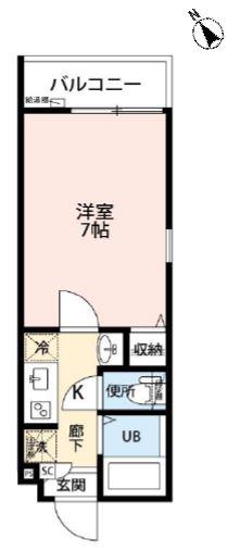 フィルクローバ谷塚(1K/2階)の間取り写真