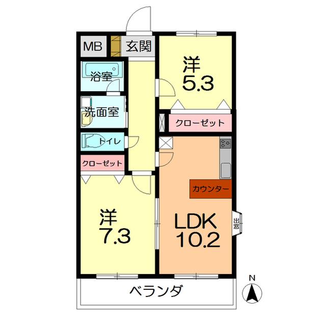 マノワール(2LDK/1階)の間取り写真