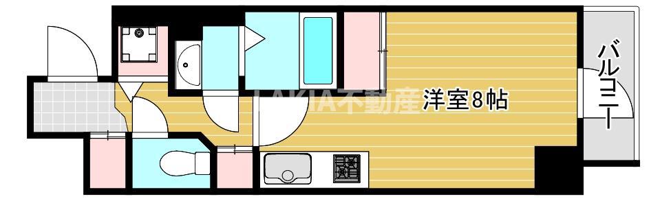 METROSA谷町六丁目ノース(ワンルーム/7階)の間取り写真