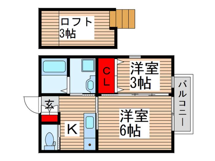 フォレストコート(2K/2階)の間取り写真