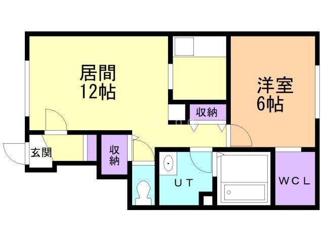 KOKOROM石江(1LDK/1階)の間取り写真